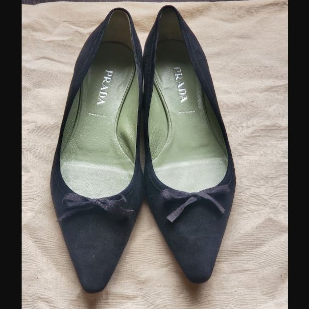 Prada Suede Bow Flats